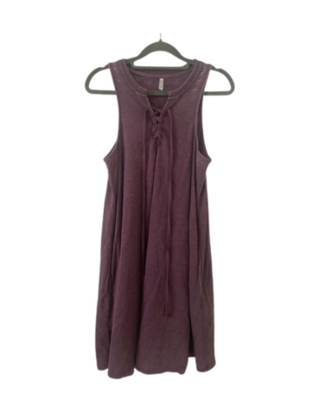 Z Supply plum purple sleeveless lace up cotton distressed casual dress size M